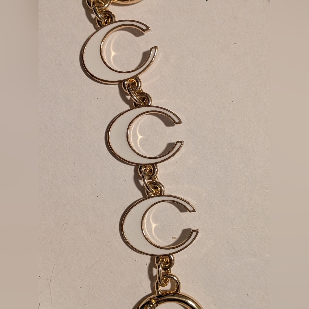 Gold and White C Strap Extender 6 Inches / Bag Bling